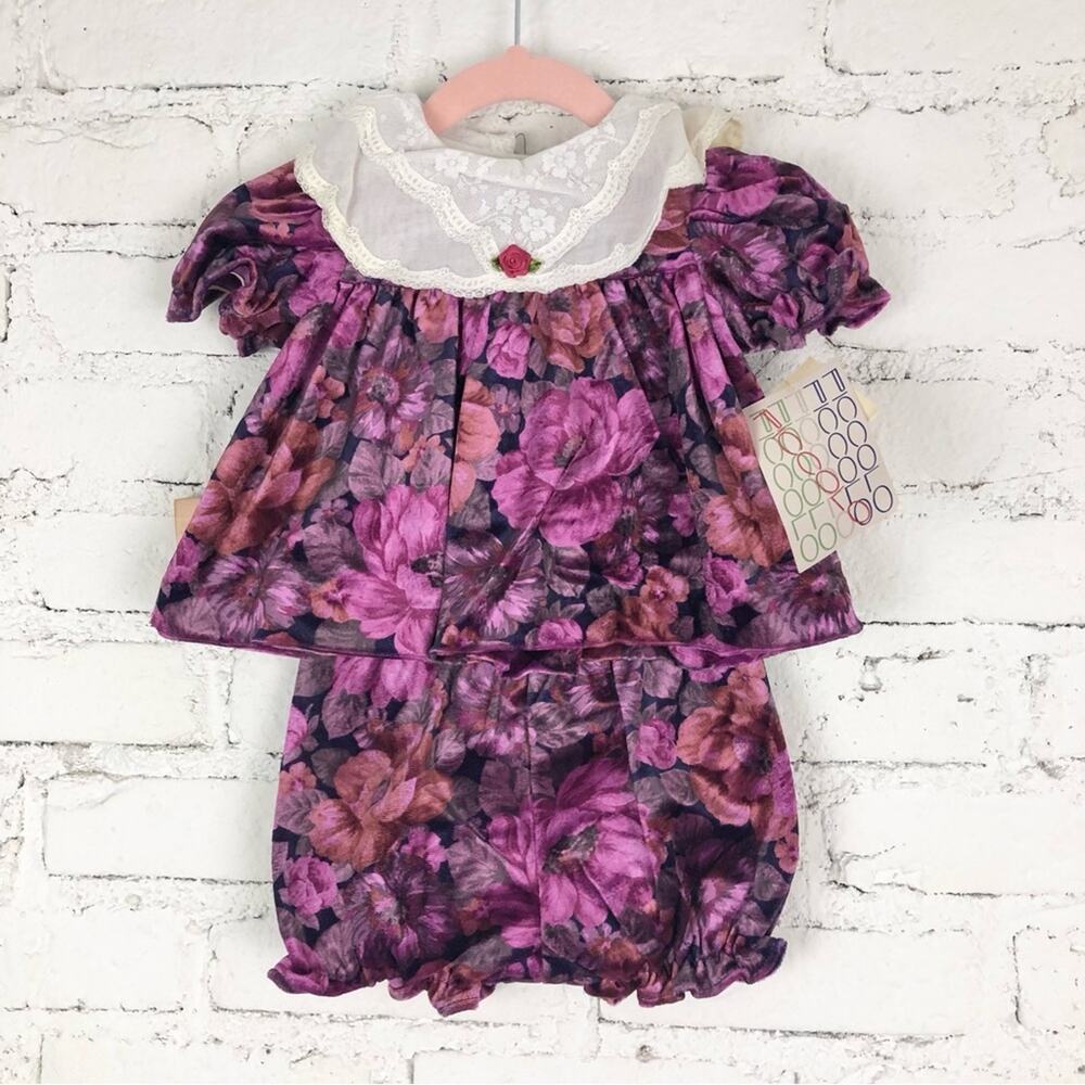 Vintage Piccola Velvet Baby Outfit Deadstock